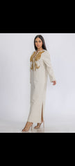 LONG SLEEVE V NECK SEQUINS TUNIC MAXI