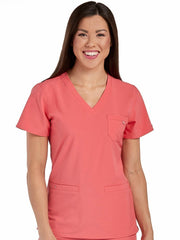 8587 V-NECK 3 POCKET TOP (Size:XS-XL)