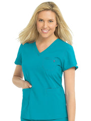 8587 V-NECK 3 POCKET TOP (2X-3X)