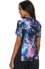 WOMEN S LUCKY GALAXY BURST PRINT SCRUB TOP