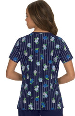 WOMEN S RAQUEL BLUE PRINT SCRUB TOP